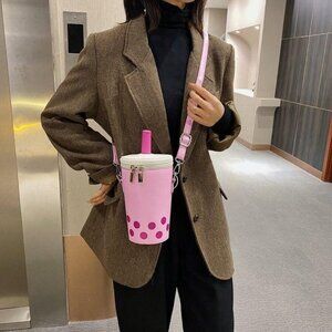 ContainEvery Milk Tea/Pink Bubble Crossbody Purse